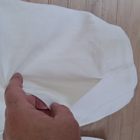 Ruby Rd. Winter White Linen Blend Rosette Detail Beaded Embellished Light Jacket - Picture 8 of 14